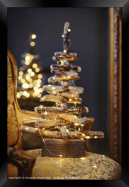 Driftwood Christmas Tree Framed Print by Amanda Elwell