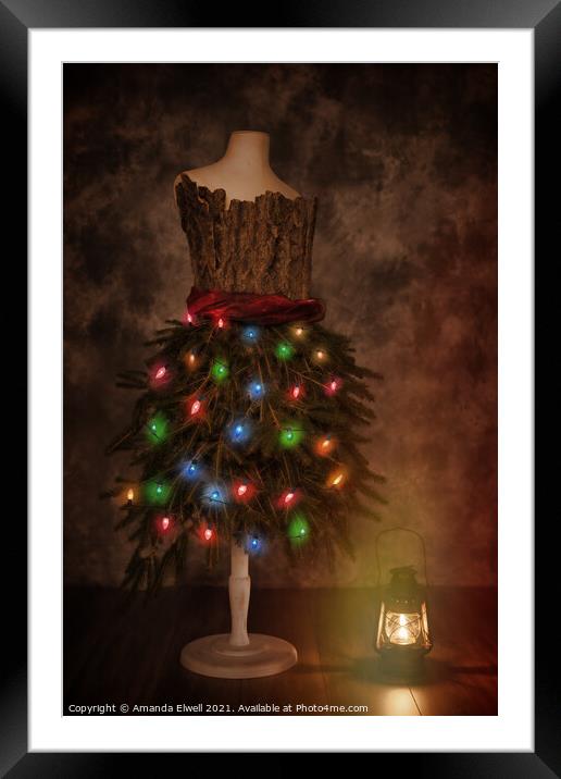 Mannequin Dressed For Christmas Framed Mounted Print by Amanda Elwell