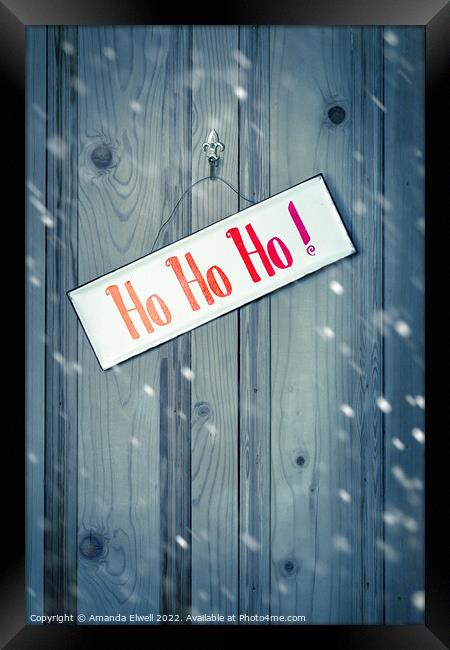 Christmas Sign With Falling Snow Framed Print by Amanda Elwell