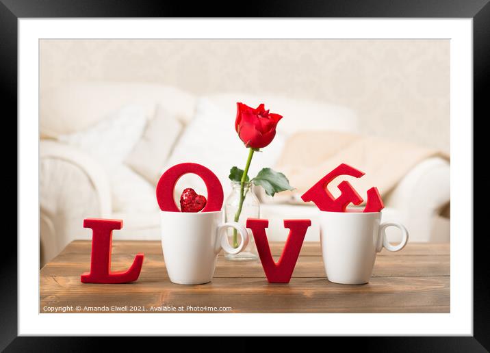 Love With Teacups Framed Mounted Print by Amanda Elwell