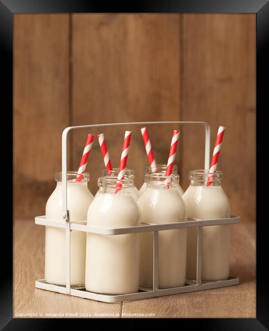 Vintage Milk Bottles Framed Print by Amanda Elwell