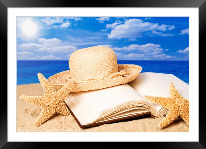 Sunhat In Sand Framed Mounted Print by Amanda Elwell