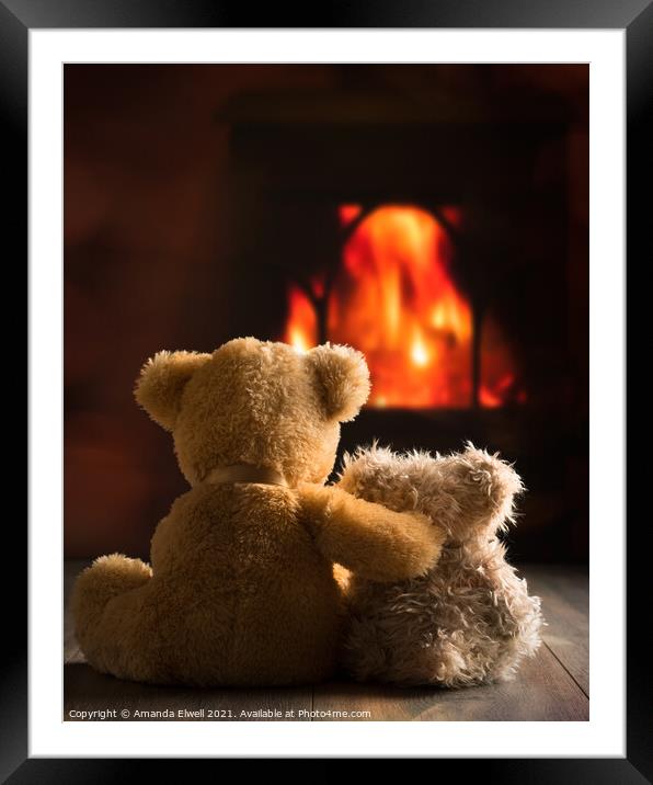 Teddies By The Fire Framed Mounted Print by Amanda Elwell