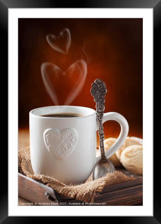 Valentine's Day Coffee Framed Mounted Print by Amanda Elwell