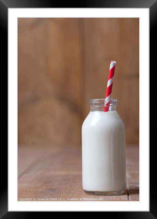 Bottle Of Milk Framed Mounted Print by Amanda Elwell