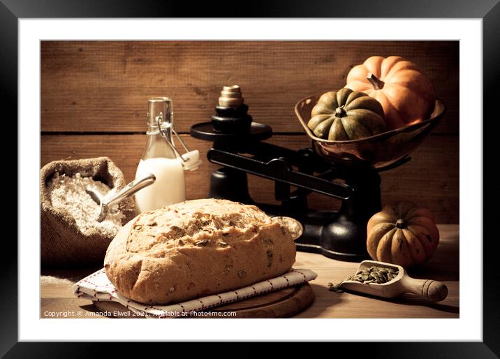 Pumpkin Seed Bread Framed Mounted Print by Amanda Elwell