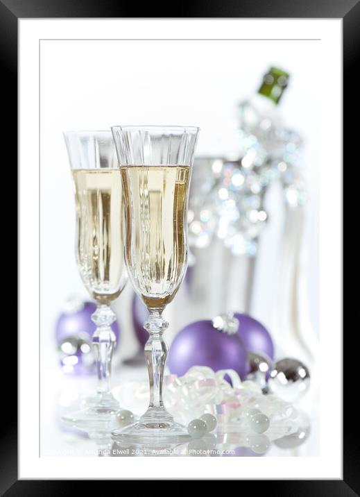 Glasses Of Champagne Framed Mounted Print by Amanda Elwell