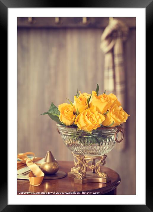 Yellow Roses Framed Mounted Print by Amanda Elwell