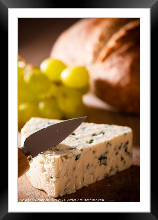 Bread & Cheese With Grapes Framed Mounted Print by Amanda Elwell