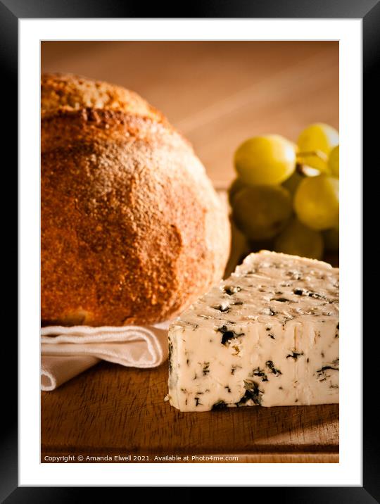 Rustic Bread With Cheese Framed Mounted Print by Amanda Elwell