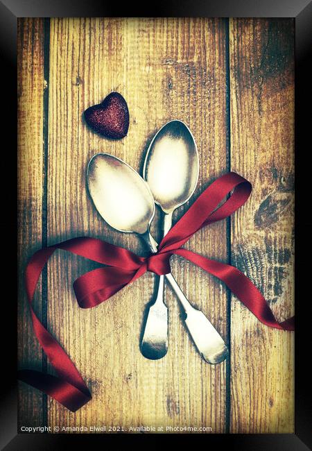 Valentines Day Spoons Framed Print by Amanda Elwell