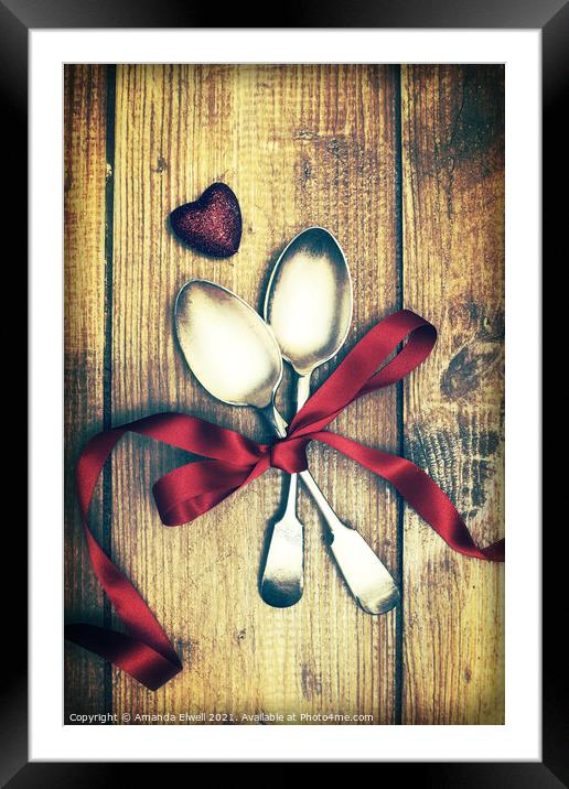 Valentines Day Spoons Framed Mounted Print by Amanda Elwell