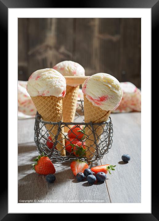 Fruit Ice Creams Framed Mounted Print by Amanda Elwell