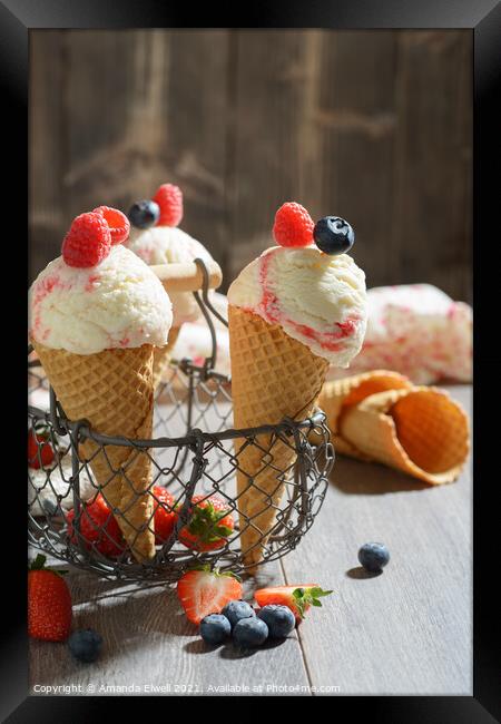 Fruity Ice Creams Framed Print by Amanda Elwell
