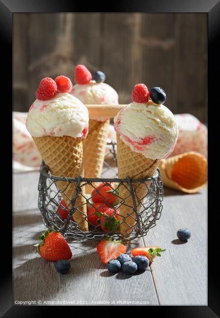 Ice Creams With Fruit Framed Print by Amanda Elwell