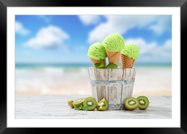Ice Cream At The Beach Framed Mounted Print by Amanda Elwell
