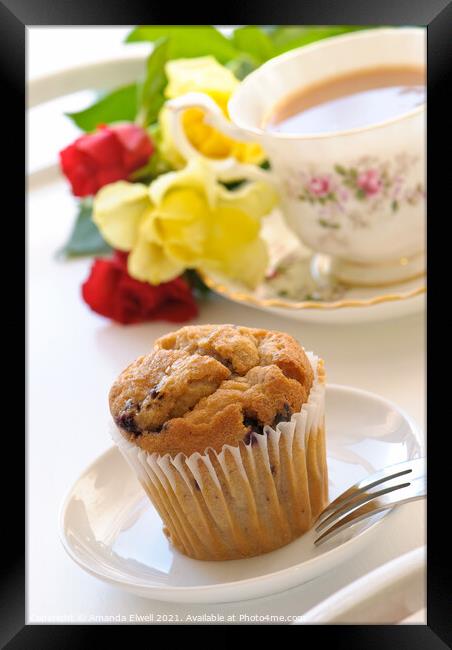 Freshly Baked Muffin With Tea Framed Print by Amanda Elwell