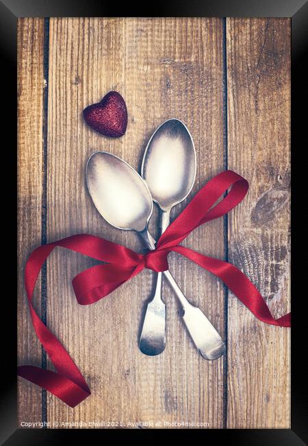 Valentines Day Spoons Framed Print by Amanda Elwell