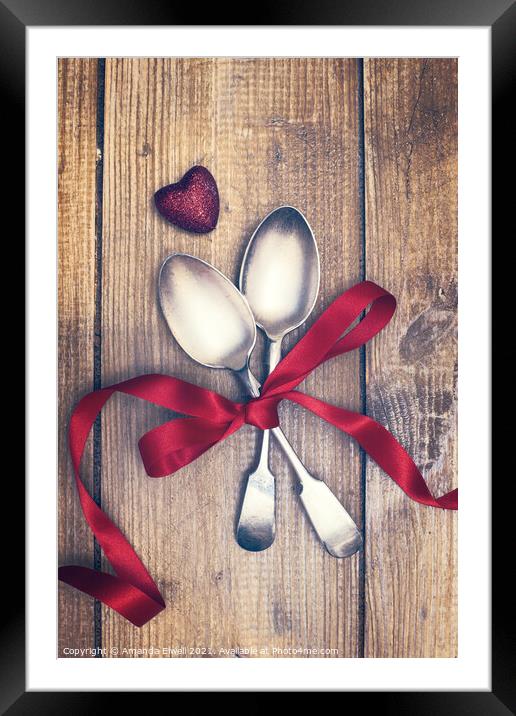Valentines Day Spoons Framed Mounted Print by Amanda Elwell