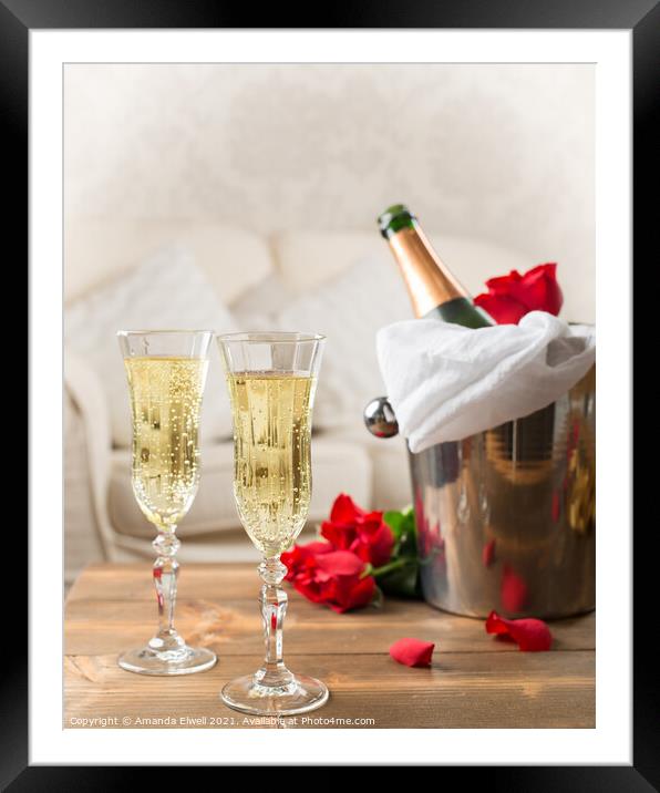 Champagne & Ice Bucket Framed Mounted Print by Amanda Elwell