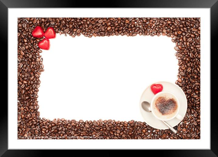 Valentine Coffee Border Framed Mounted Print by Amanda Elwell