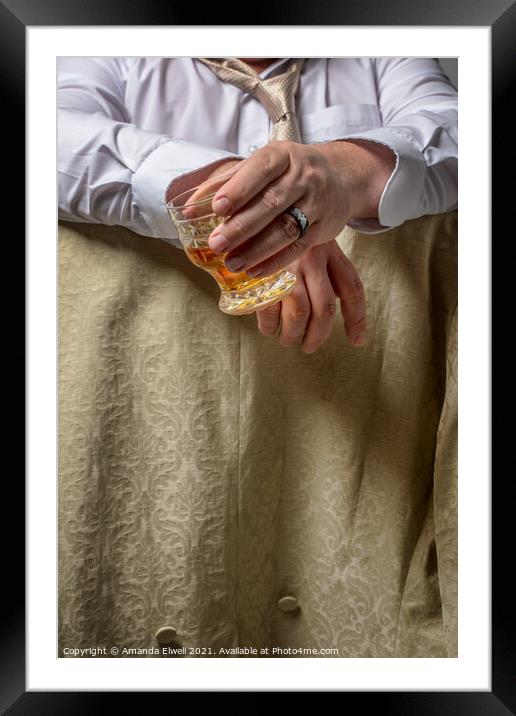 Man Drinking Spirits Framed Mounted Print by Amanda Elwell