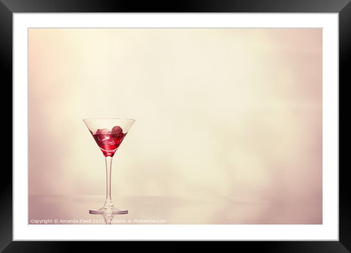 Cocktail In Art Deco Glass Framed Mounted Print by Amanda Elwell