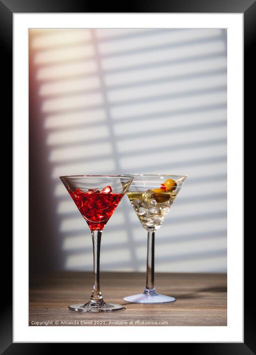 Cocktails At The Bar Framed Mounted Print by Amanda Elwell
