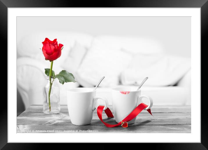 Lipstick On Coffee Cup Framed Mounted Print by Amanda Elwell