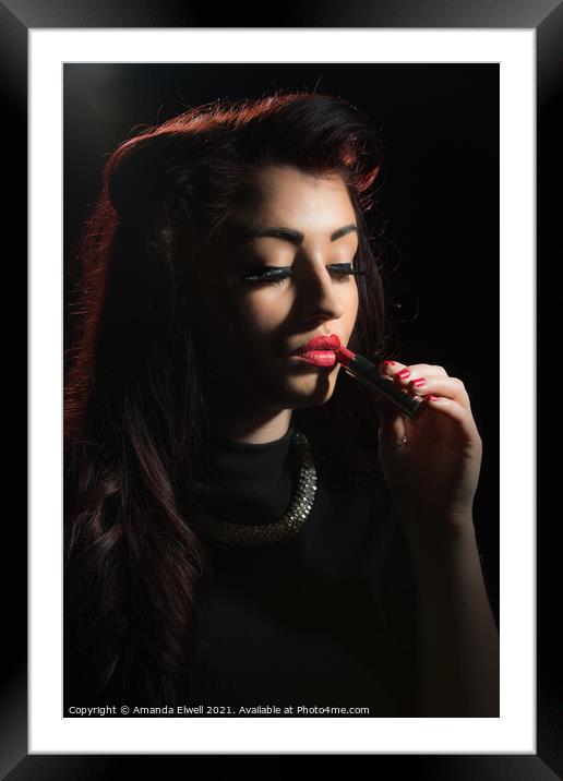 Applying Lipstick Framed Mounted Print by Amanda Elwell