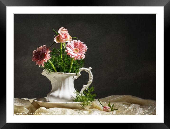 Flower Arrangement Framed Mounted Print by Amanda Elwell
