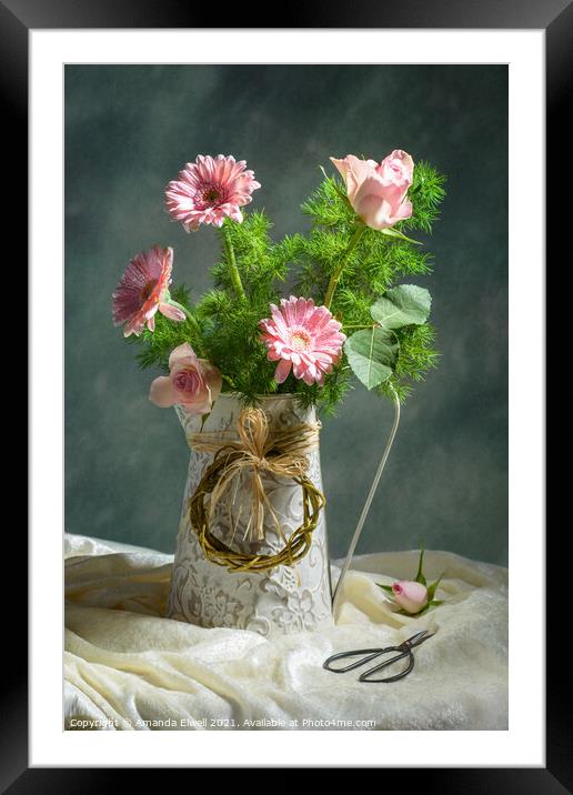 Spring Floral Bouquet Framed Mounted Print by Amanda Elwell
