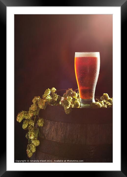 Beer With Hops Framed Mounted Print by Amanda Elwell