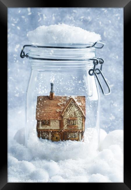 Cottage Snowglobe Framed Print by Amanda Elwell