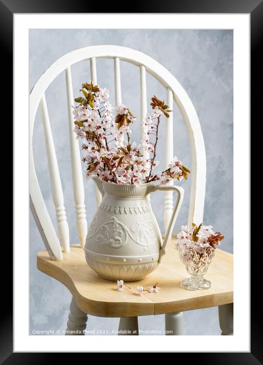Jug Of Spring Blossom Framed Mounted Print by Amanda Elwell