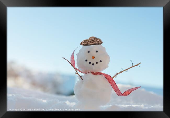 Happy Smiling Snowman  Framed Print by Amanda Elwell