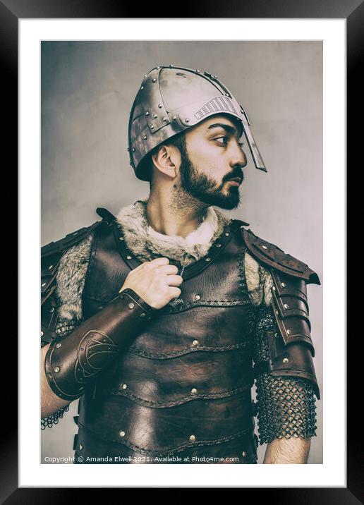 Medieval Man With Helmet Framed Mounted Print by Amanda Elwell