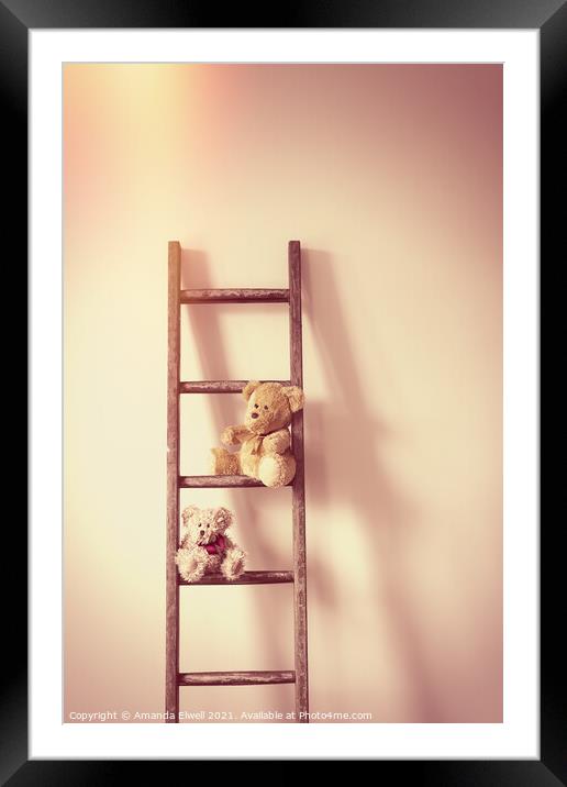 Teddies On A Ladder Framed Mounted Print by Amanda Elwell
