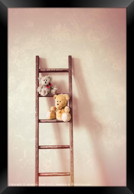 Two Little Teddy Bears Framed Print by Amanda Elwell