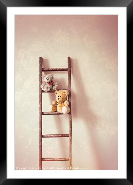Two Little Teddy Bears Framed Mounted Print by Amanda Elwell