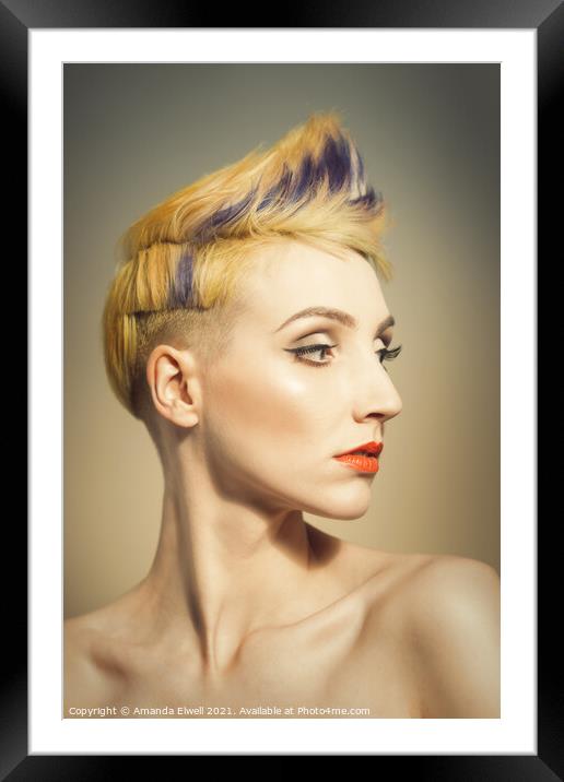Woman With An Edgy Hairstyle Framed Mounted Print by Amanda Elwell
