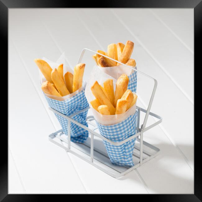 Portions Of Fries Framed Print by Amanda Elwell