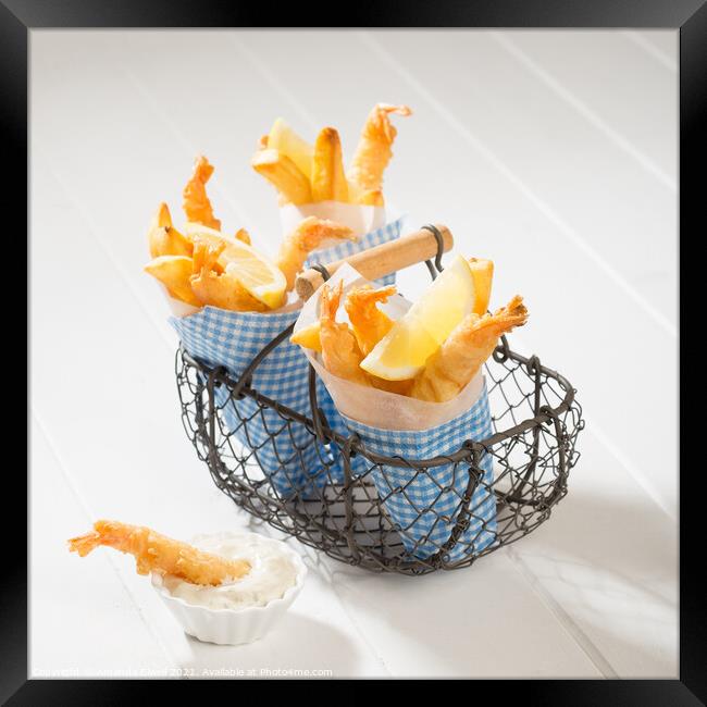 Fries & Tempura Prawns Framed Print by Amanda Elwell