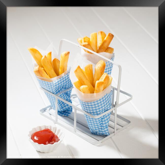 Chips With Ketchup Framed Print by Amanda Elwell