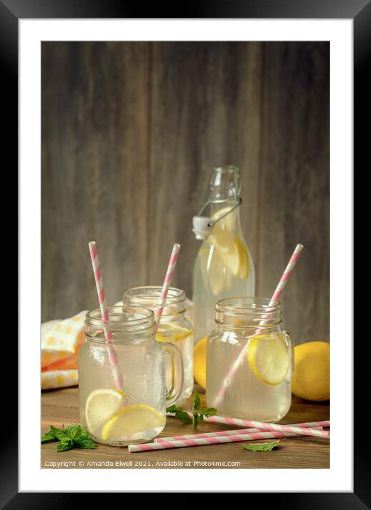 Vintage Lemon Drinks Framed Mounted Print by Amanda Elwell