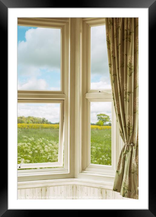 Corner Window Overlooking Landscape Framed Mounted Print by Amanda Elwell