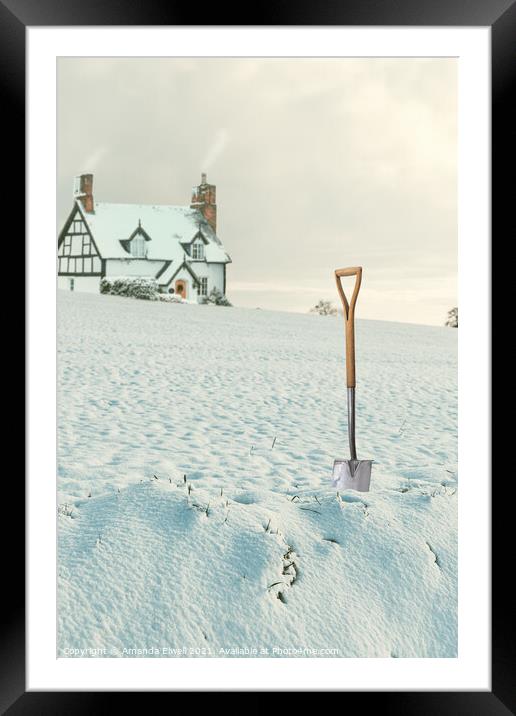 Digging Out Snow Framed Mounted Print by Amanda Elwell