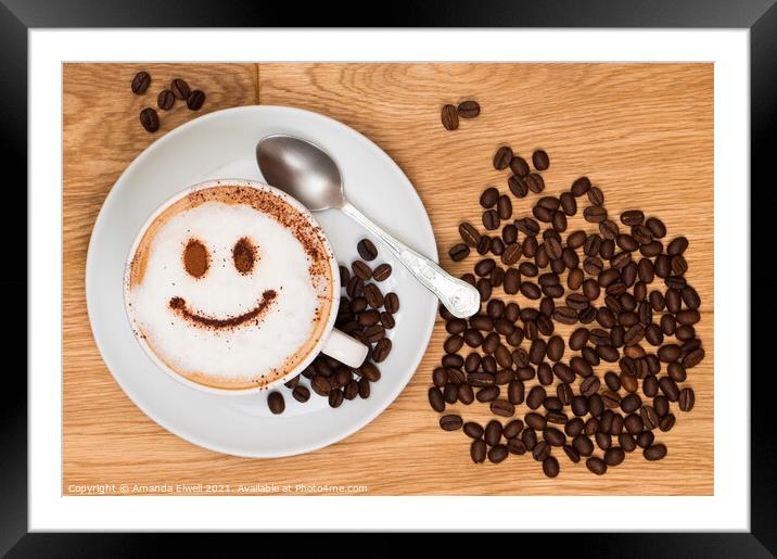 Smiley Face Coffee Framed Mounted Print by Amanda Elwell