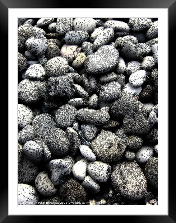 Abstract textured pebbles Framed Mounted Print by Peter Brownlow