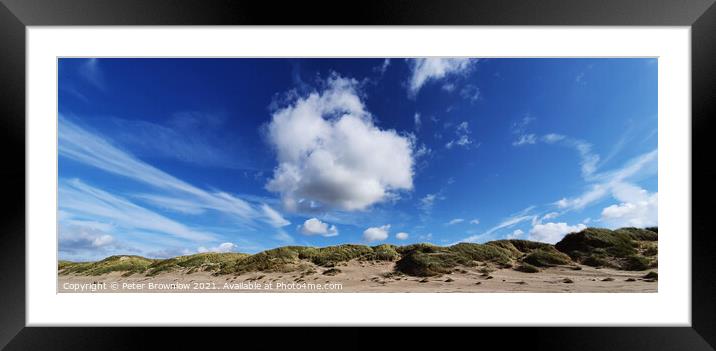 Blue sky over Harlech beach in North wales Framed Mounted Print by Peter Brownlow